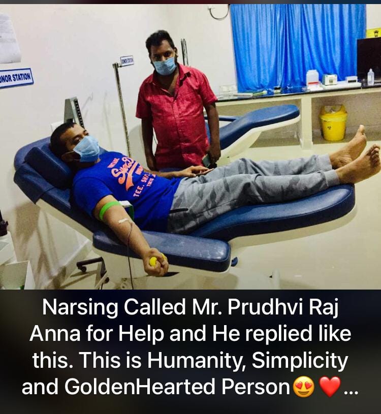 Maadri PrithviRaj Donating Blood