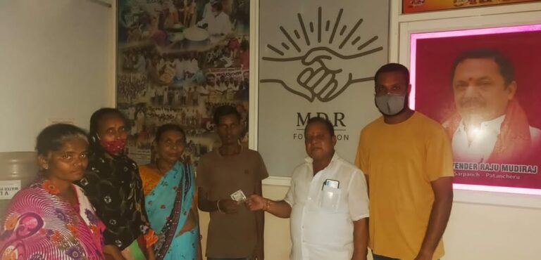 MDR Foundation Co-Founder Maadri PrithviRaj Doing Financial help at Patancheru