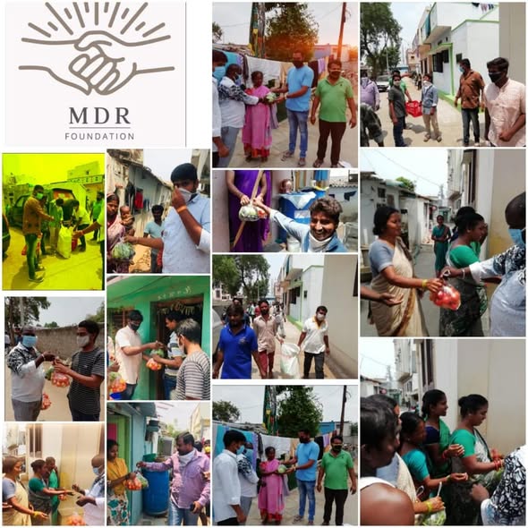 Maadri PrithviRaj Distributing Groceries, Vegetables, Home Essentials, Food Serving in Patancheru @Corona Time