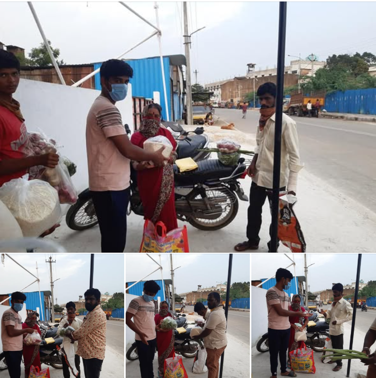 Maadri PrithviRaj Distributing Groceries, Vegetables, Home Essentials in Patancheru @Corona Time