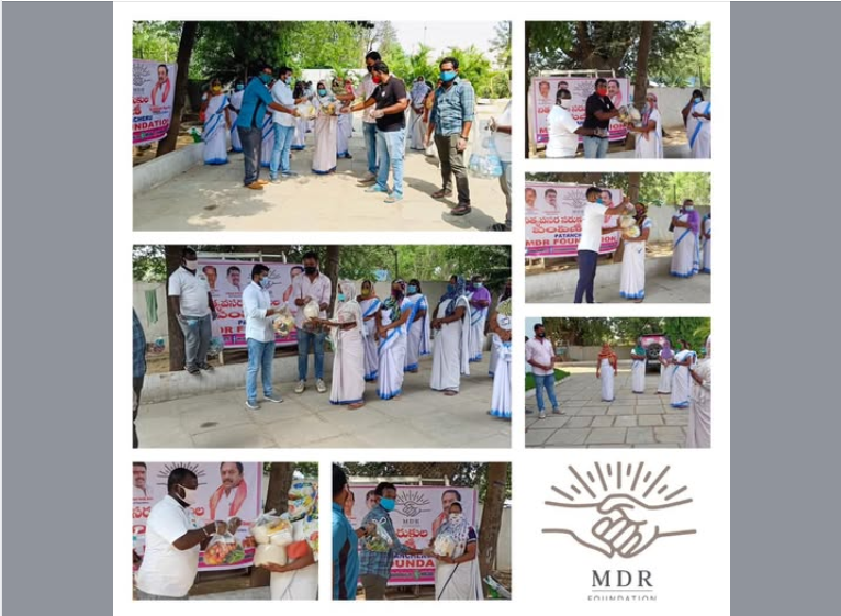 Maadri PrithviRaj Distributing Groceries, Vegetables, Home Essentials in Patancheru @Corona Time
