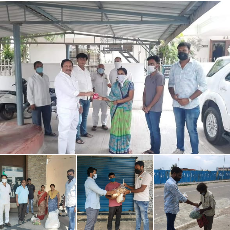 Maadri PrithviRaj Distributing Groceries, Vegetables, Home Essentials in Patancheru @Corona Time