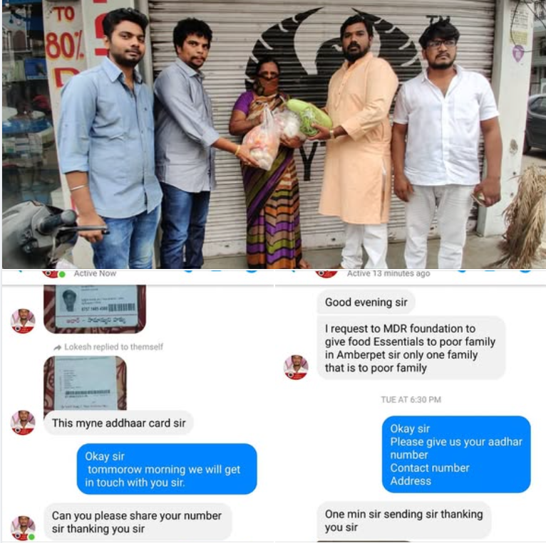 Maadri PrithviRaj Distributing Groceries, Vegetables, Home Essentials in Patancheru @Corona Time